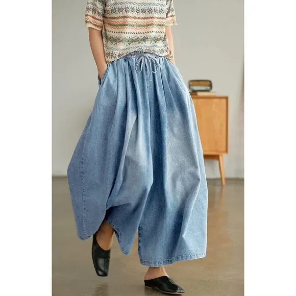 UQJE Women's Baggy Wide Leg Jeans Plus Size Jeans Loose Denim